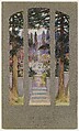 Design for window for Linden Hall, the residence of Sarah Cochran, Dawson, Pennsylvania, Louis C. Tiffany (American, New York 1848–1933 New York), Watercolor, gouache, and graphite on wove paper mounted on original grey matt board, American