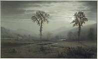 Moonlight on Mount Lafayette, New Hampshire, William Trost Richards (American, Philadelphia, Pennsylvania 1833–1905 Newport, Rhode Island), Watercolor, gouache, and graphite on gray-green wove paper, American