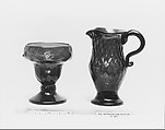 Creamer, Blown pattern-molded blue glass, American