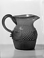 Pitcher, Blown molded lead blue glass, American