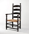 Slat-back Armchair, Maple, hickory, black paint, American