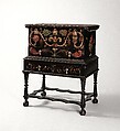 Chest-on-frame, Painted yellow poplar, chestnut, birch, ash, oak,
white cedar, American