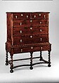 High chest of drawers, Sweet gum, yellow poplar, yellow pine, white oak, American or British