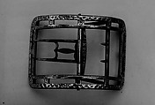 Shoe Buckle, Silver plate on copper