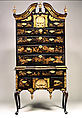 High chest of drawers, Japanned maple, japanned white pine, white pine, japanned birch; brass, American