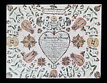 Birth and Baptismal Certificate, Johan Zug, Ink and watercolor on paper, American