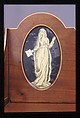 Desk and bookcase, Mahogany, satinwood, holly, verre églomisé with cedar, pine, American