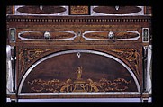 Sideboard, Mahogany, satinwood, silver, copper, verre églomisé with yellow poplar, white pine, mahogany, American