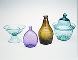 Sugar bowl, Blown-molded glass, American