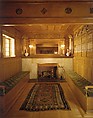 Stair hall from the Metcalfe House, Buffalo, New York, McKim, Mead and White, Oak, cherry, leaded glass, and marble, American