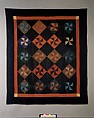 Quilt, Pinwheel or Fly pattern, Amish maker, Wool and cotton, American