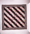 Quilt, Log Cabin pattern, Straight Furrow variation, Wool and cotton, American