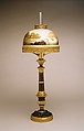 Lamp, J. & I. Cox (1818–1853), Gilt bronze and brass, with blown glass half-dome shade