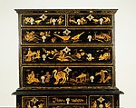 High chest of drawers, Japanned soft maple, poplar, white pine, American