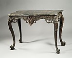 Slab table, Mahogany, black walnut, yellow pine; marble, American