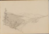 Kauterskill Clove (from Sketchbook of Landscape and Animal Subjects), Thomas Hewes Hinckley (1813–1896), Graphite, ink washes, and gouache on off-white wove paper, American