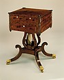 Work table, Attributed to Lemuel Churchill (active ca. 1805–28), Mahogany, tulip poplar, ebony, ivory, brass, American