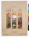 Suggestion for window in residence of Mr. L.D. Towle, Boston, Massachusetts, Approved by Louis C. Tiffany (American, New York 1848–1933 New York), Watercolor, gouache, ink, and graphite on artist board with original mat, American
