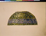 Design for floral lamp, Louis C. Tiffany (American, New York 1848–1933 New York), Watercolor, graphite, and ink on artist board, American