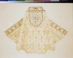 Design for vestment, Louis C. Tiffany (American, New York 1848–1933 New York), Watercolor, metallic ink, and graphite on paper-faced artist's board, American