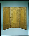 Three-paneled screen, Louis C. Tiffany (American, New York 1848–1933 New York), Embossed Japanese leather paper, vermilion and gold leaf on wood frame, American