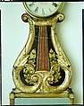 Lyre Clock, John Sawin (1801–1863), Mahogany, gilt gesso, eglomise tablet, tulip poplar, white
 pine, American