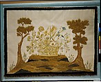Needlework Picture, Silk and chenille thread embroidered on silk, American