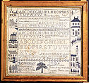 Sampler with apocalyptic verse, Ann McFarlan (1817–1835), Linen embroidery on linen, American