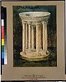 Design for a baptismal font for Madison Avenue Reformed Church, Albany, New York, Louis C. Tiffany (American, New York 1848–1933 New York), Watercolor, gouache, pen and ink, and graphite on off-white wove paper (or artist board) in original warm grey window mat -overmatted with an archival mat, American