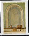 Design for Chancel wall for First Reformed Church, Albany, NY, Louis C. Tiffany (American, New York 1848–1933 New York), Watercolor, pen and ink, aluminum wash, and graphite on wove paper, American