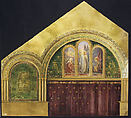 Design for chancel with Noli Me Tangere window, First Presbyterian Church, Lake Forest, Illinois, Louis C. Tiffany (American, New York 1848–1933 New York), Watercolor, gouache, photograph, collage, pen and colored inks, graphite, American