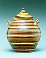 Sugar pot, Earthenware with slip decoration, American