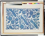 Partial curtain, blue-resist textile, Cotton, painted and block-printed resist, dyed, Indian textile for American market