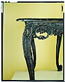 Slab table, Mahogany, black walnut, yellow pine; marble, American
