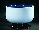 Saltcellar, Jersey Glass Company of George Dummer  American, Cased free-blown blue and white opaque glass, American