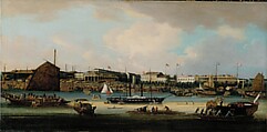 Canton Waterfront (The Hongs at Canton), Oil on canvas, American
