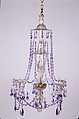 Chandelier, Colorless, opalescent, and amethyst glass, gilt bronze, British
