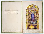 Design for beatitude window in presentation portfolio for Arlington Street Church, Boston, Massachusetts, Louis C. Tiffany (American, New York 1848–1933 New York), Watercolor, gouache, brown ink, and graphite on artist board with mat, American