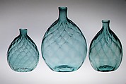 Pocket bottle, Blown, pattern-molded glass, American