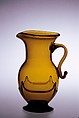 Pitcher, Free-blown amber glass, American, probably