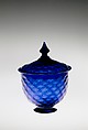 Sugar bowl, Blown pattern-molded glass, American or British