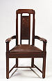 Armchair, Greene and Greene (1894–1916), Honduras mahogany, ebony, fruitwood, silver, copper, and mother-of-pearl, American
