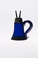 Whale Oil Lamp, Blue free-blown glass