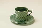 Cup and Saucer, Chelsea Keramic Art Works (1872–1889), Earthenware, American