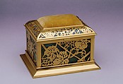 Covered Box, Designed by Louis C. Tiffany (American, New York 1848–1933 New York), Bronze, glass, American