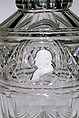 Decanter, Bakewell, Page & Bakewell (1808–1882), Blown and cut glass; clay cameo, American