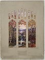 Suggestion for window in residence of Mr. L.D. Towle, Boston, Massachusetts, Approved by Louis C. Tiffany (American, New York 1848–1933 New York), Watercolor, gouache, ink, and graphite on artist board with original mat, American