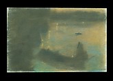 Mysterious Barges II, Arthur B. Davies (American, Utica, New York 1862–1928 Florence), Pastel on gray paper, American