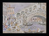 Rialto Bridge (Covered Bridge, Venice), Maurice Brazil Prendergast  (American, St. John’s, Newfoundland 1858–1924 New York), Watercolor and graphite on off-white wove paper, American