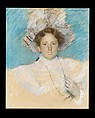 Adaline Havemeyer in a White Hat, Mary Cassatt (American, Pittsburgh, Pennsylvania 1844–1926 Le Mesnil-Théribus, Oise), Pastel on wove paper, mounted on canvas, American